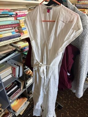 Vince Camuto White Tie-Waist Linen Duster